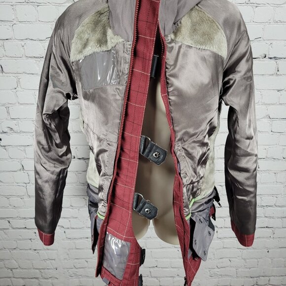Burton Red Check Dryride Faux Fur Lined Insulated Dream Jacket Size Small S - Picture 4 of 16